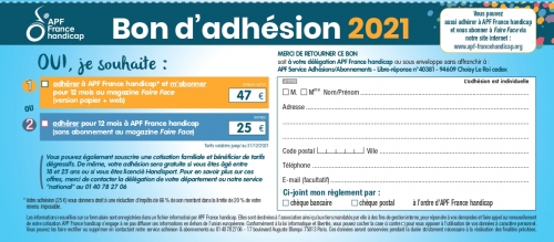 bon d'adhésion apf france handicap 2021